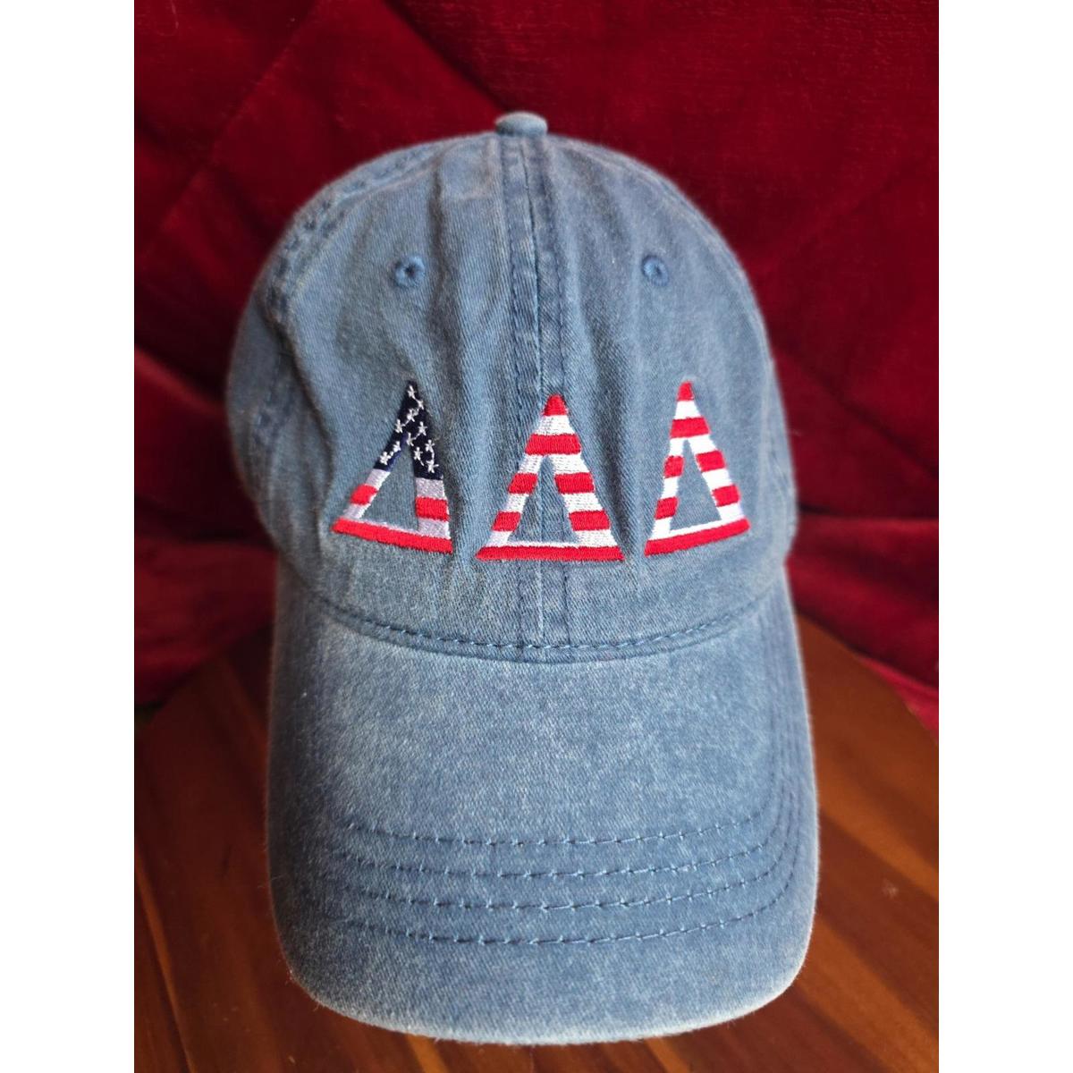 Delta Delta Delta Hat Tri Delta Sorority Usabstrapback Baseball Denim Blue Rare